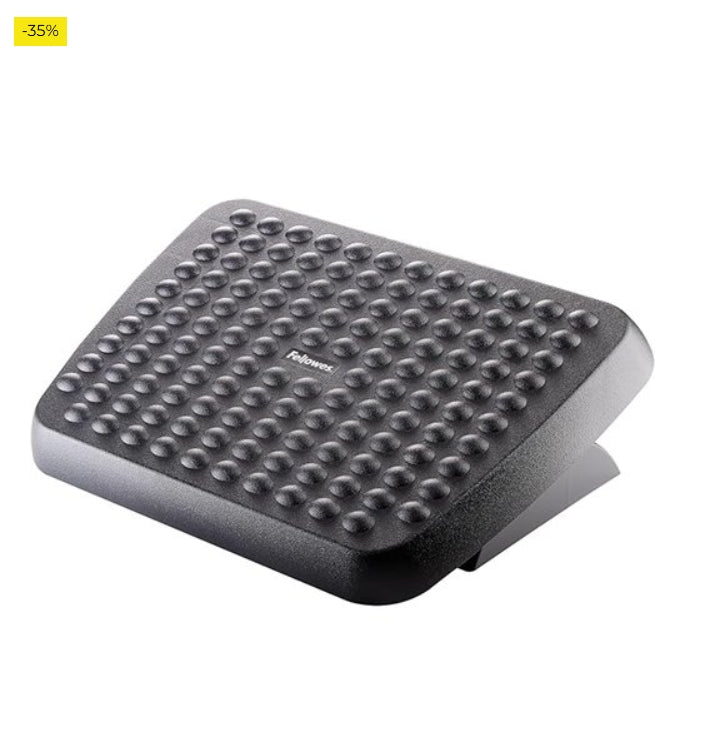 Reposapiés Ergonómico Fellowes para Oficina, Ajustable en Altura, con Superficie de Masaje Antideslizante, Alivia Tensión y Mejo