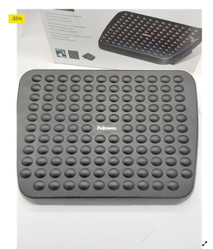 Reposapiés Ergonómico Fellowes para Oficina, Ajustable en Altura, con Superficie de Masaje Antideslizante, Alivia Tensión y Mejo