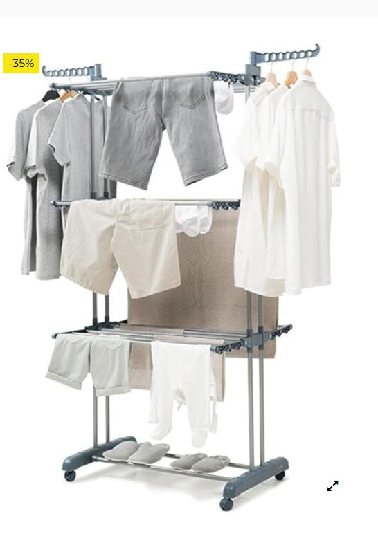 InnovaGoods tendederos Plegables Vertical, tendedero Vertical con 2 colgadores para Perchas, Peso soportado 30 Kg, tenderetes d