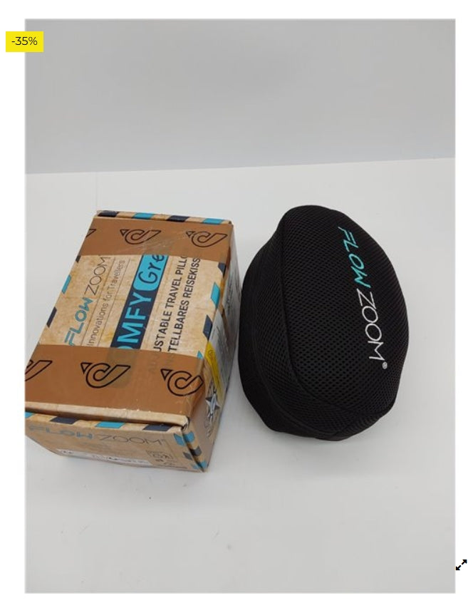 FLOWZOOM Comfy Almohada de Viaje Viscoelástica – Soporte Ajustable 360°, Funda de Felpa Suave y Lavable, con Bolsa Compacta – Co