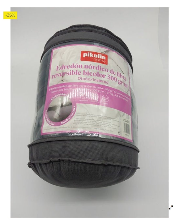 Pikolin Home - Edredón Reversible 300 gr - Relleno Nórdico Bicolor - para Cama 90 - Tacto Pluma, Cálido, Transpirable, Color Gri