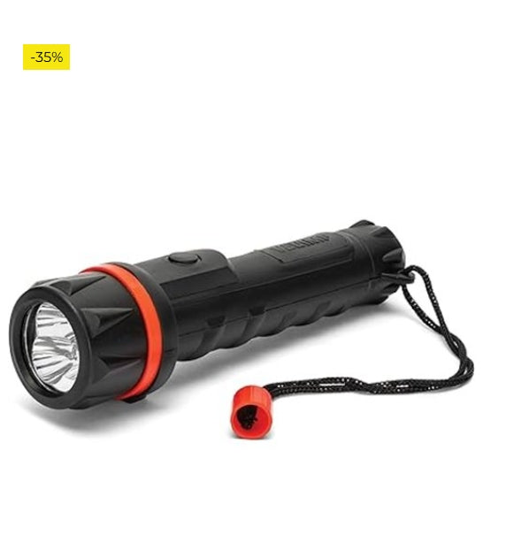 Velamp IRUB1LED Linterna de 3 LED en Goma hiperresistente. con Encaje cómodo. Funciona con 2 Pilas AA (no Incluidas). Súper Bril