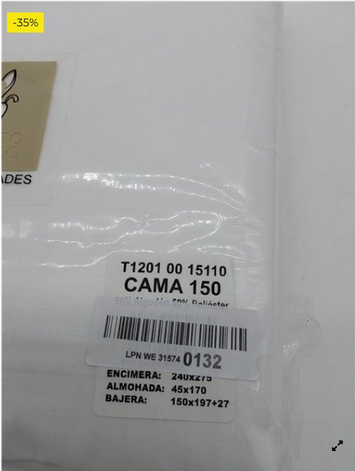 Burrito Blanco Sábanas de Hostelería | Juego de Sábanas 150x190/200 | Ropa de Cama Algodón/Poliéster | Fácil Planchado | Color B