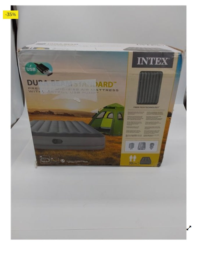 Intex 64114 Colchón Hinchable Dura-Beam Standard, Medidas 152x203x30, Capacidad 2 Personas, Colchón autoinflable con Bomba de in
