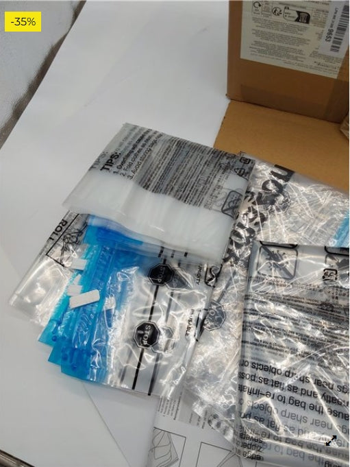 Amazon Basics bolsas de vacío para almacenamiento, incluyen boca para aspirador, 9 Unidad, 3 extragrandes, 3 grandes, 3 mediana