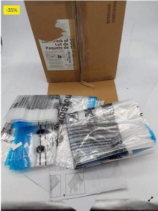 Amazon Basics bolsas de vacío para almacenamiento, incluyen boca para aspirador, 9 Unidad, 3 extragrandes, 3 grandes, 3 mediana