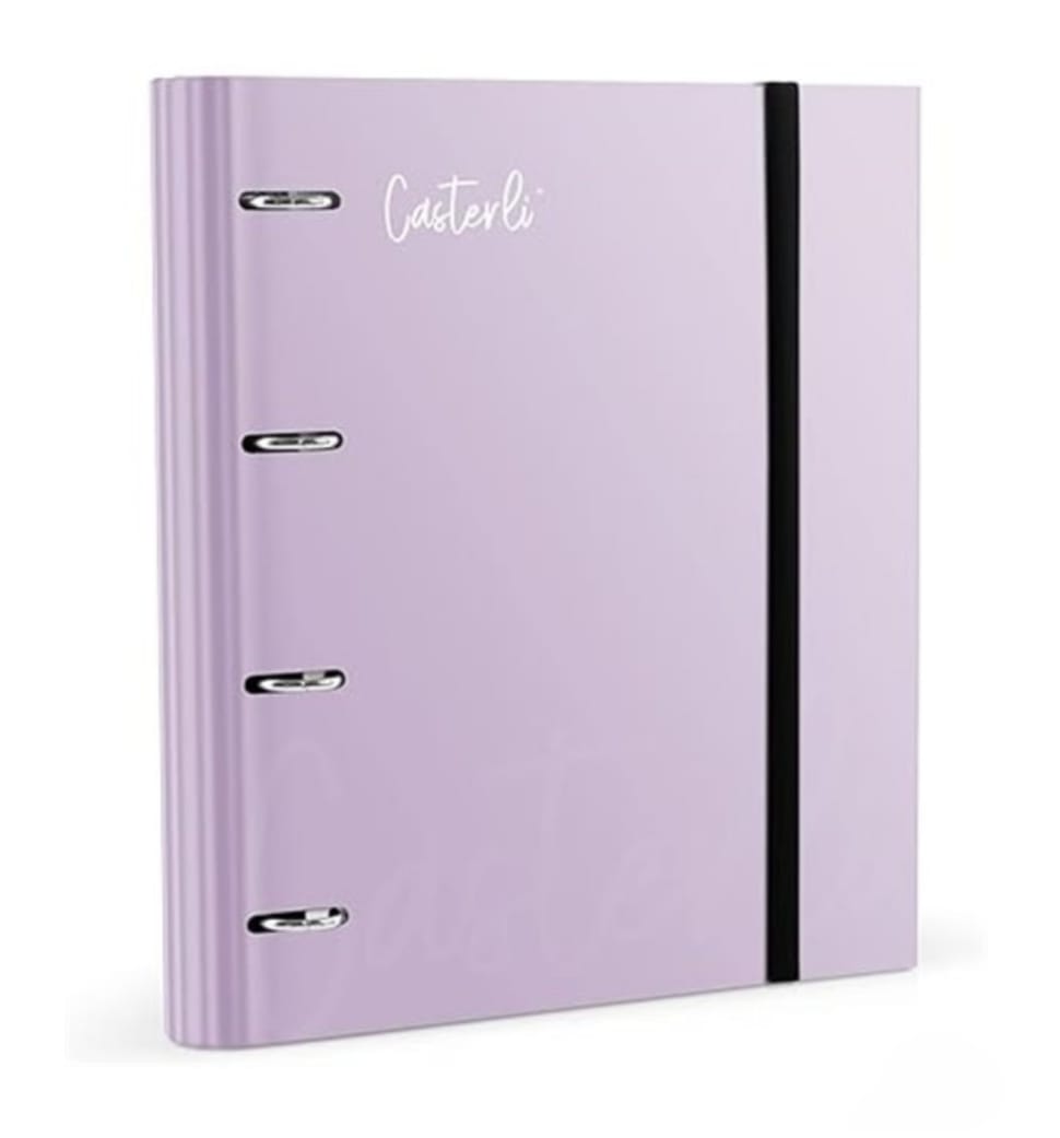 Casterli 72997 - Carpeta 4 anillas troquelada color Basic, Tapa forrada mate, Tamaño 320 x 275 x 40 mm, colores surtidos, Anilla