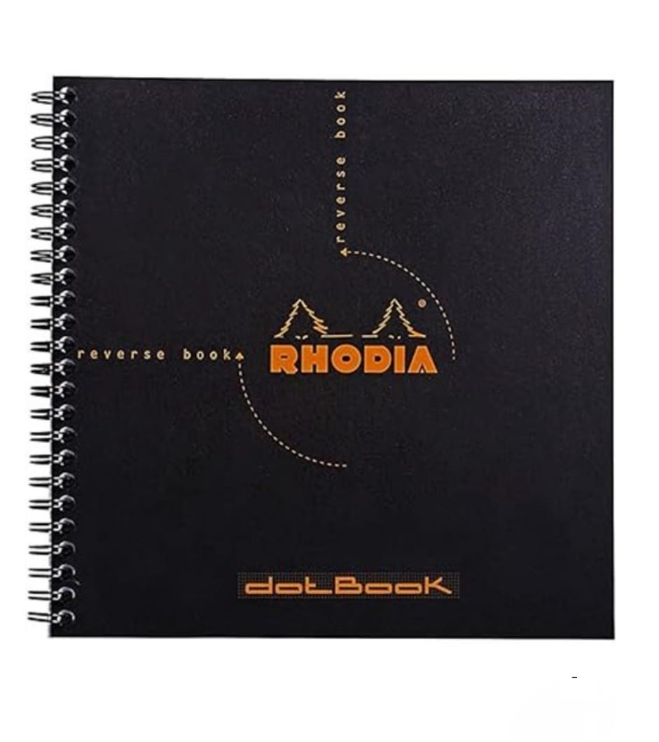 Clairefontaine ES Rhodia Reverse Book Libreta de anillas, a cuadros, 21 x 21 cm, 80 hojas, color Negro 210 x 210 mm