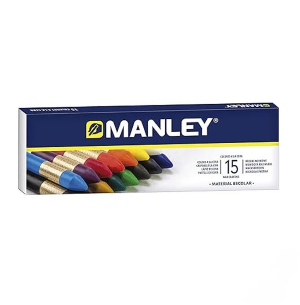 Manley Ceras 15 Unidades | Ceras de Colores Profesionales | Estuche de Ceras Blandas de Trazo Suave | Pueden Mezclarse los Color