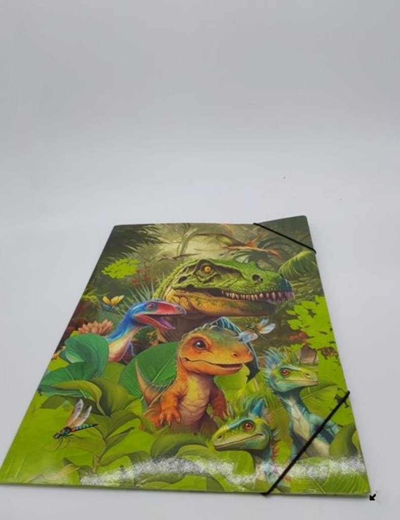 HERMA Carpeta A3 con diseño de dinosaurios para niños, de cartón con diseño de dinosaurio, goma, solapas interiores e impresión